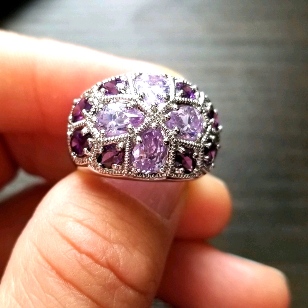 Purple stone statement ring, sz 7½